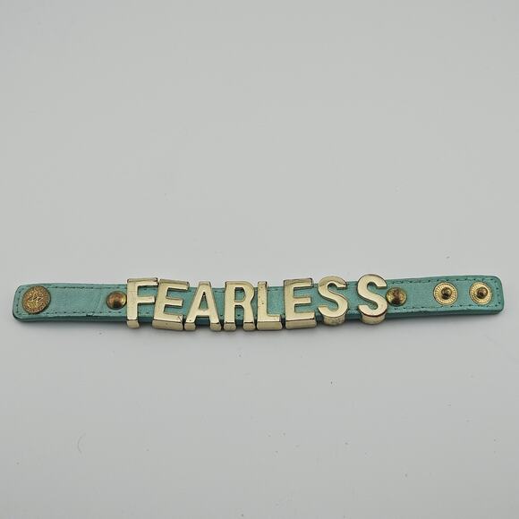 BGBG Generation Fearless Slide Charm Bracelet Aqua Blue Leather Band Y2K Style - Picture 1 of 6